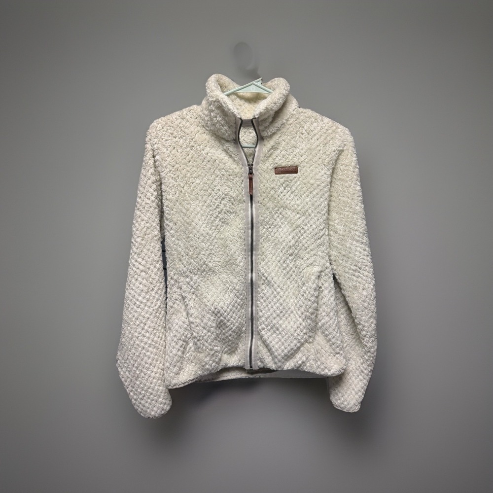 Columbia Fire‎ Side II Women XS Full Zip Fleece Sweater Chalk Sherpa Jacket